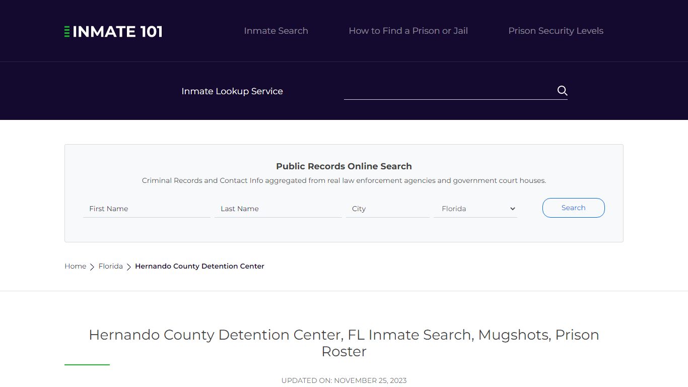 Hernando County Detention Center, FL Inmate Search, Mugshots, Prison ...